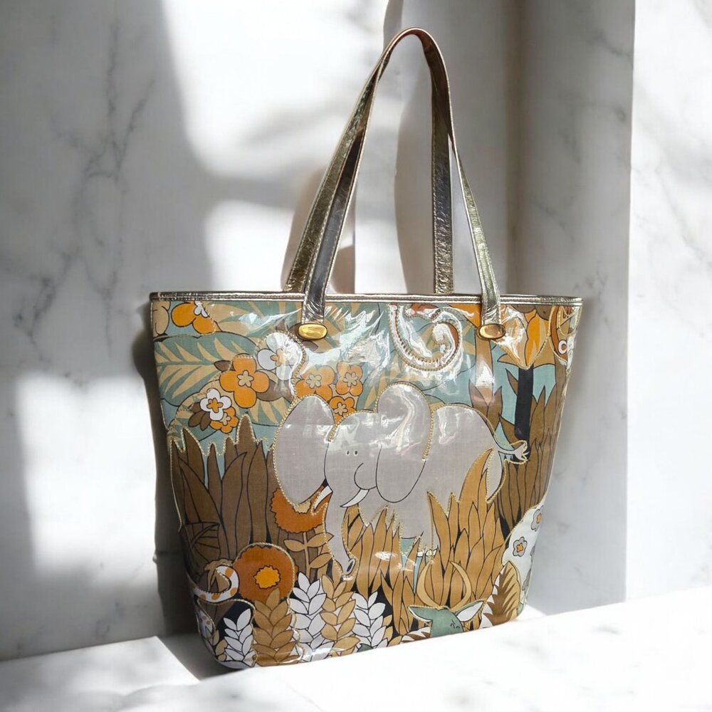 DELILL CREATIONS VINTAGE 60'S Bucket Purse Jungle Theme